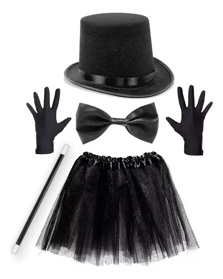Fantasia Magico Adulto Cartola Feminino Saia 5pçs Halloween
