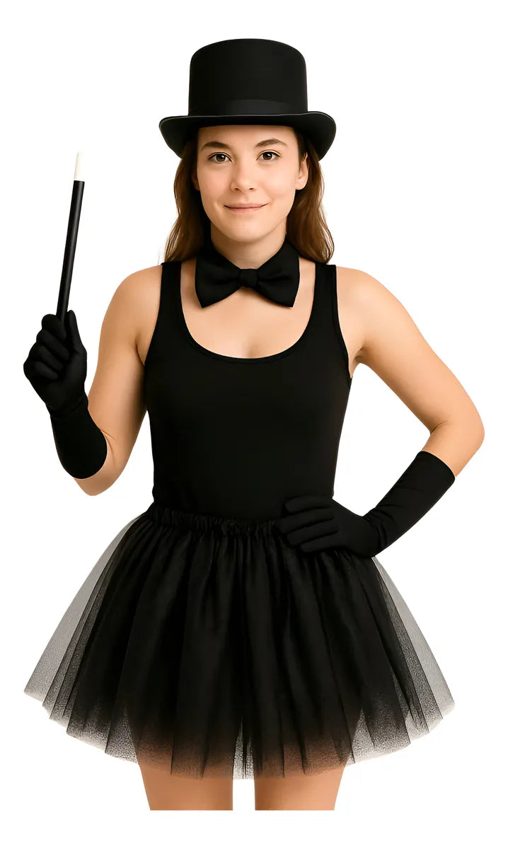 Fantasia Magico Adulto Cartola Feminino Saia 5pçs Halloween