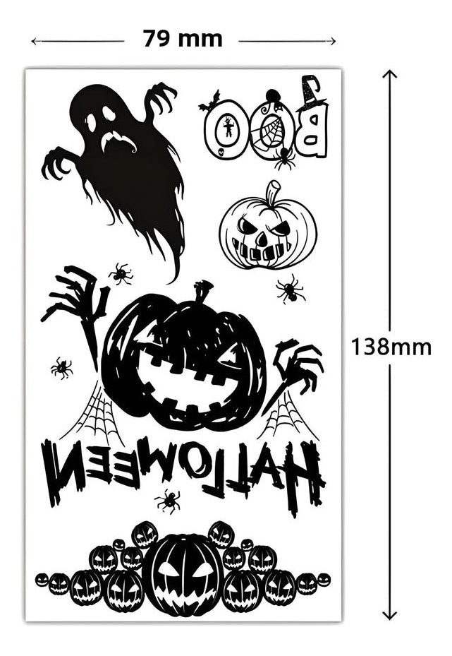 Adesivo De Tatuagem De Halloween - Aranha E Morcego (1 Folha