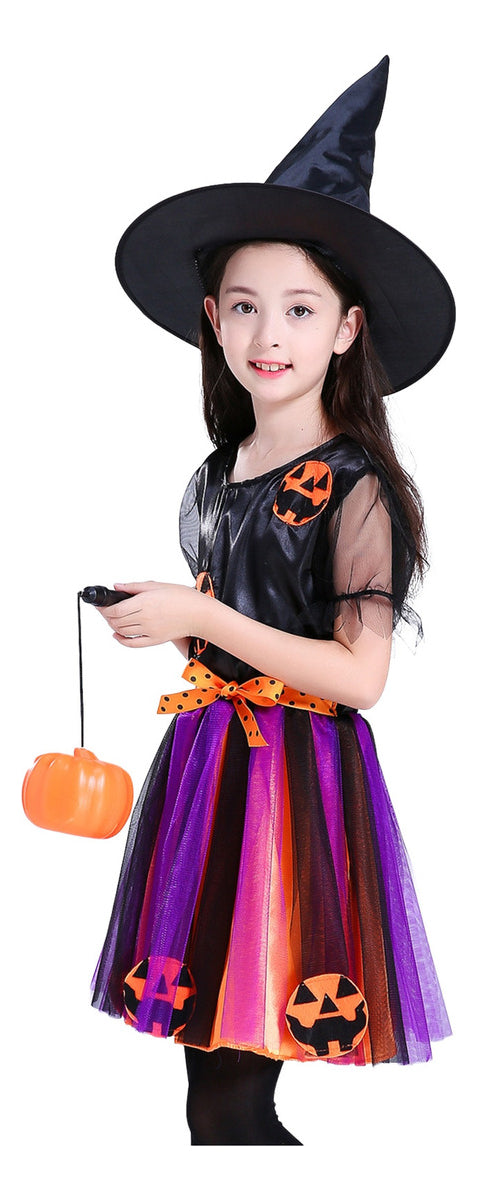 Saia Tule Halloween 40cm Laranja Roxo Fofa Festa