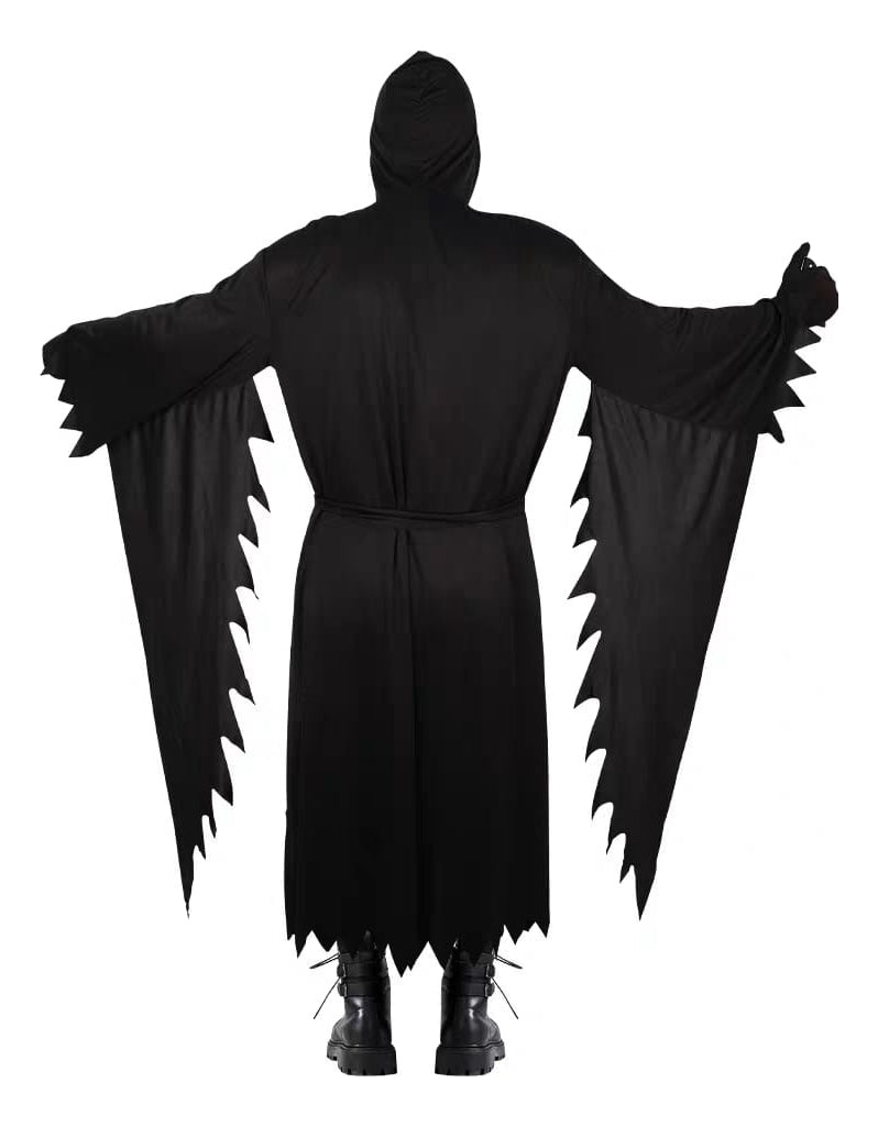 Fantasia Morte Túnica Preto Mascara Faca Fake E Luvas Festa