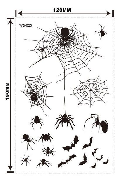 Autocolantes Tatuagem Halloween D'água Falso Morcego Abóbora