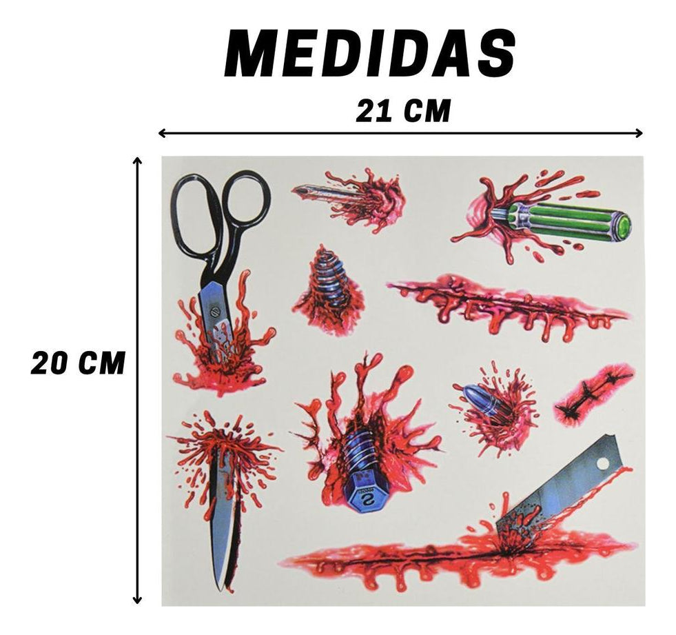 Tatuagem Fake Tattoo Temporária Adesiva Feridas De Halloween
