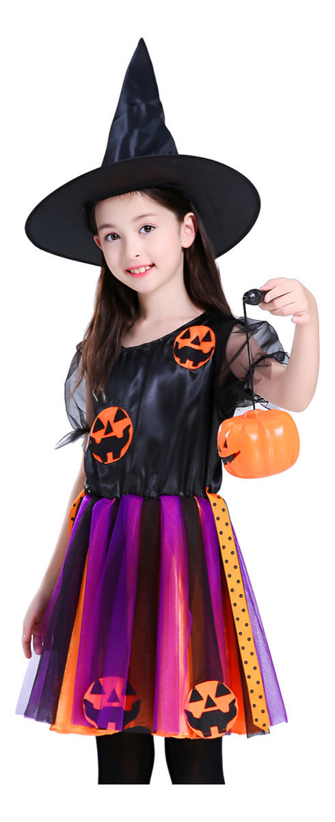 Saia Tule Halloween 40cm Laranja Roxo Fofa Festa