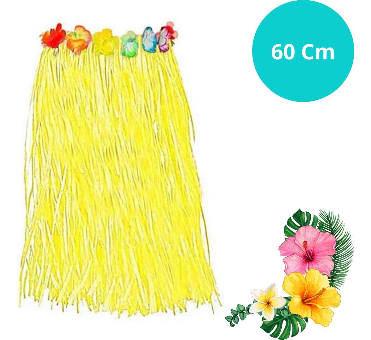 Saia Longa Havaiana Luau Festa Havaiana 60 Cm Core Escolher