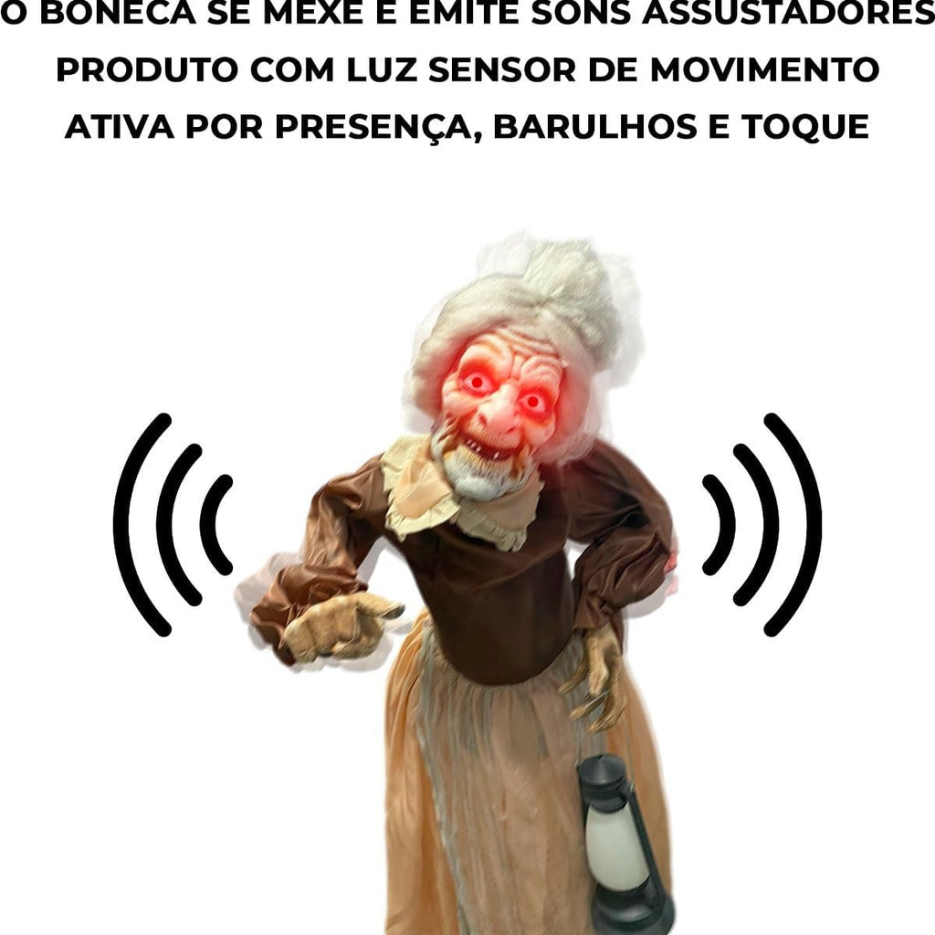 Senhora Movimento Som 1,50x1,20x25cm Halloween Festa
