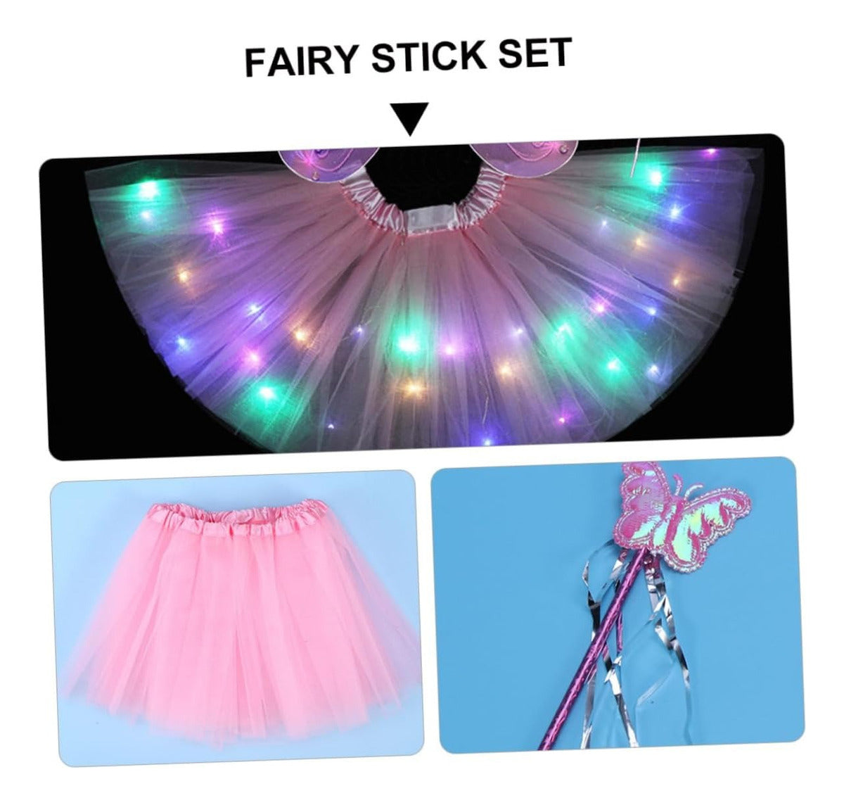 Kit Asa Borboleta C/led Fantasia Diversão Rosa Baby Infantil