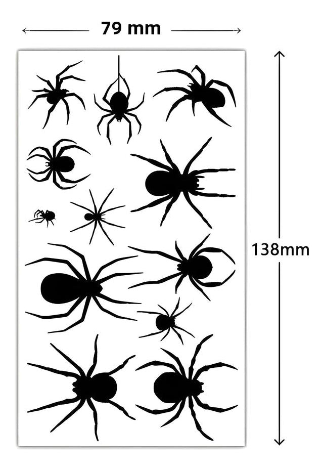 Adesivo De Tatuagem De Halloween - Aranha E Morcego (1 Folha