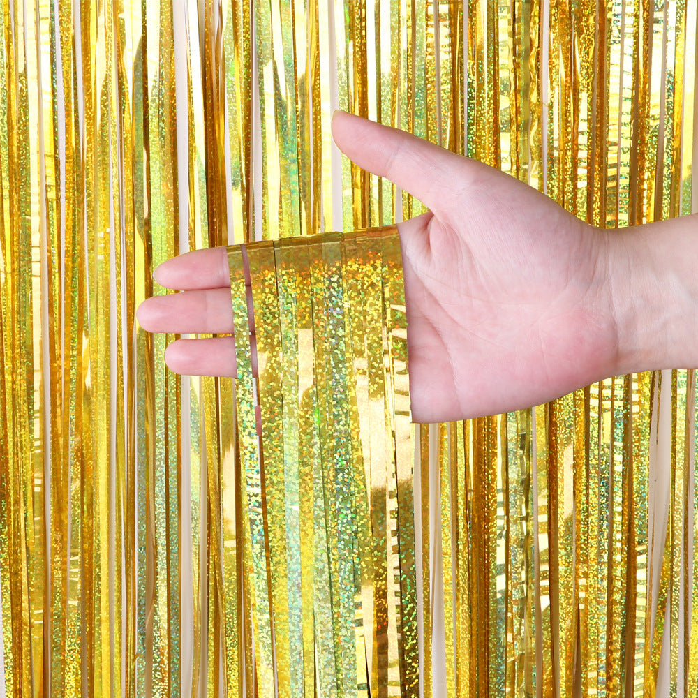 Kit 5 Cortinas Metalizada Holográfica 2x1m Festa Decoração