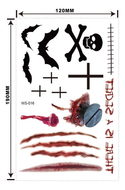 Autocolantes Tatuagem Halloween D'água Falso Morcego Abóbora