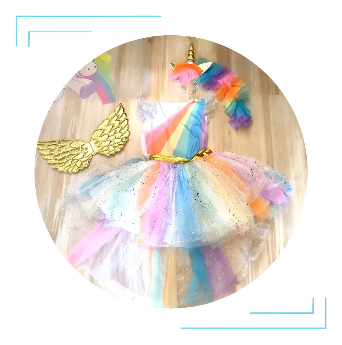 Fantasia De Unicórnio Festa Infantil Luxuosa C/ Tiara E Asa!