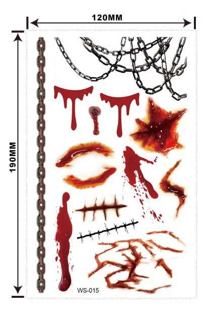 Autocolantes Tatuagem Halloween D'água Falso Morcego Abóbora