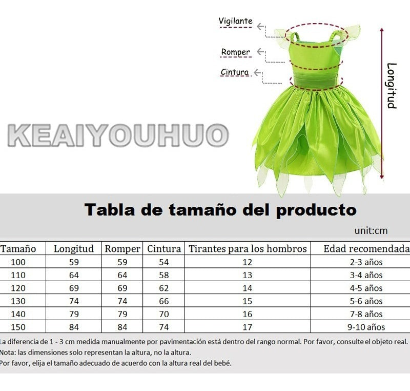 Vestido Infantil Christmas Green Elf Wonderful Fairy Tinker