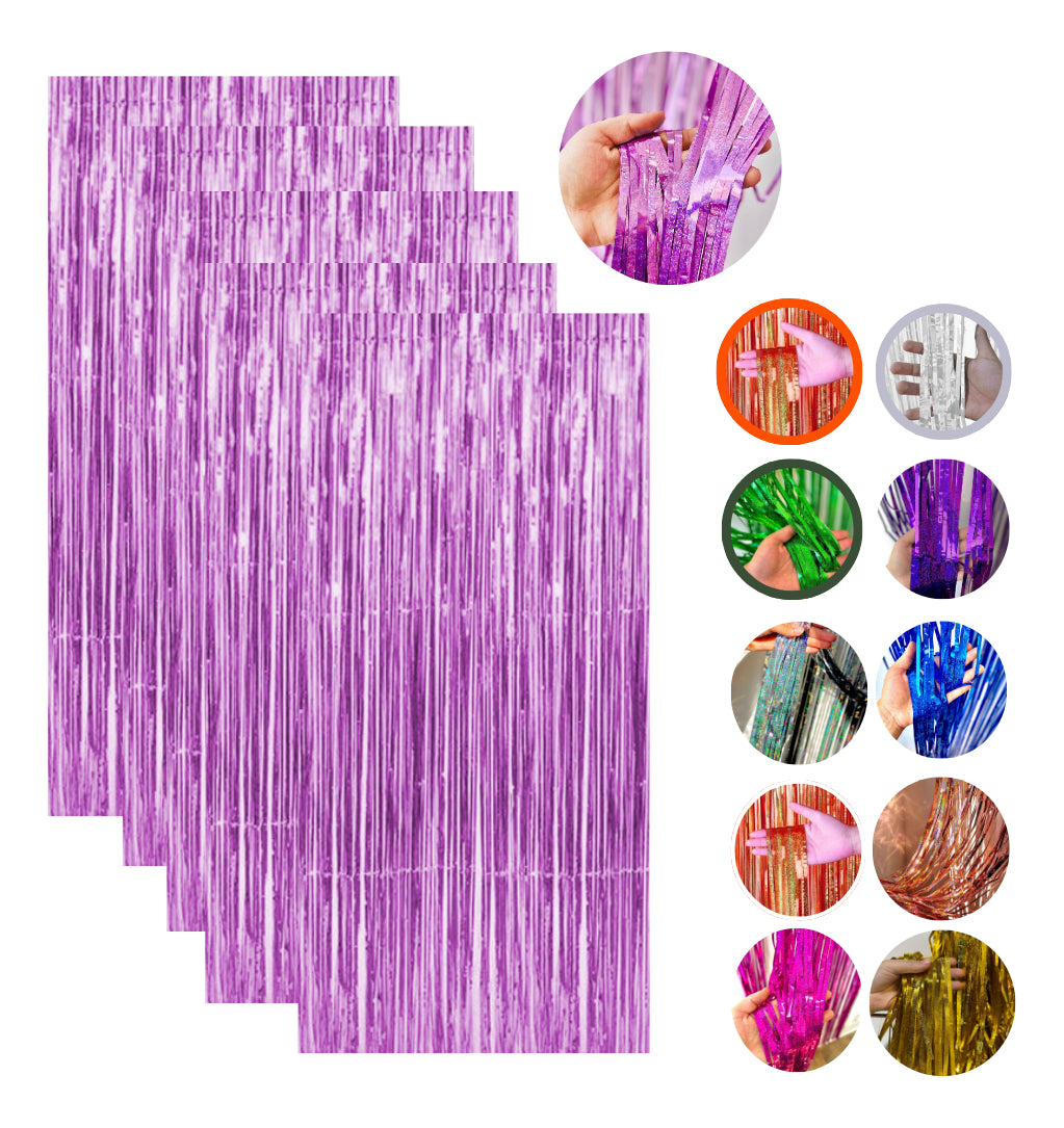 Kit 5 Cortinas Metalizada Holográfica 2x1m Festa Decoração