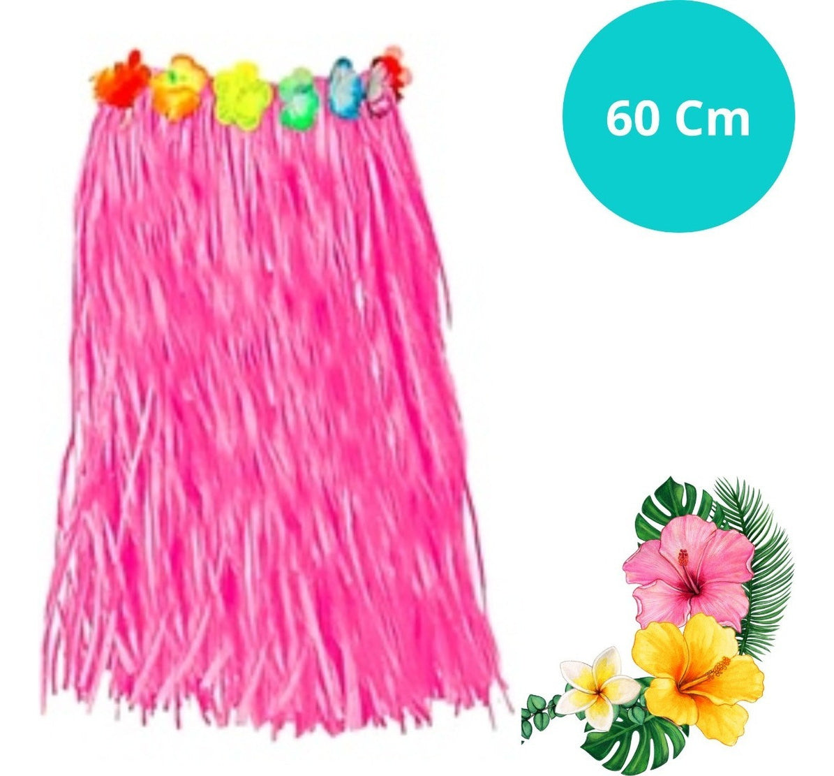 Saia Longa Havaiana Luau Festa Havaiana 60 Cm Core Escolher