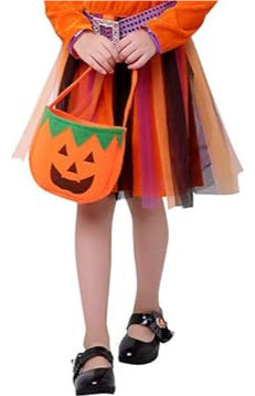 Saia Tule Halloween 40cm Laranja Roxo Fofa Festa