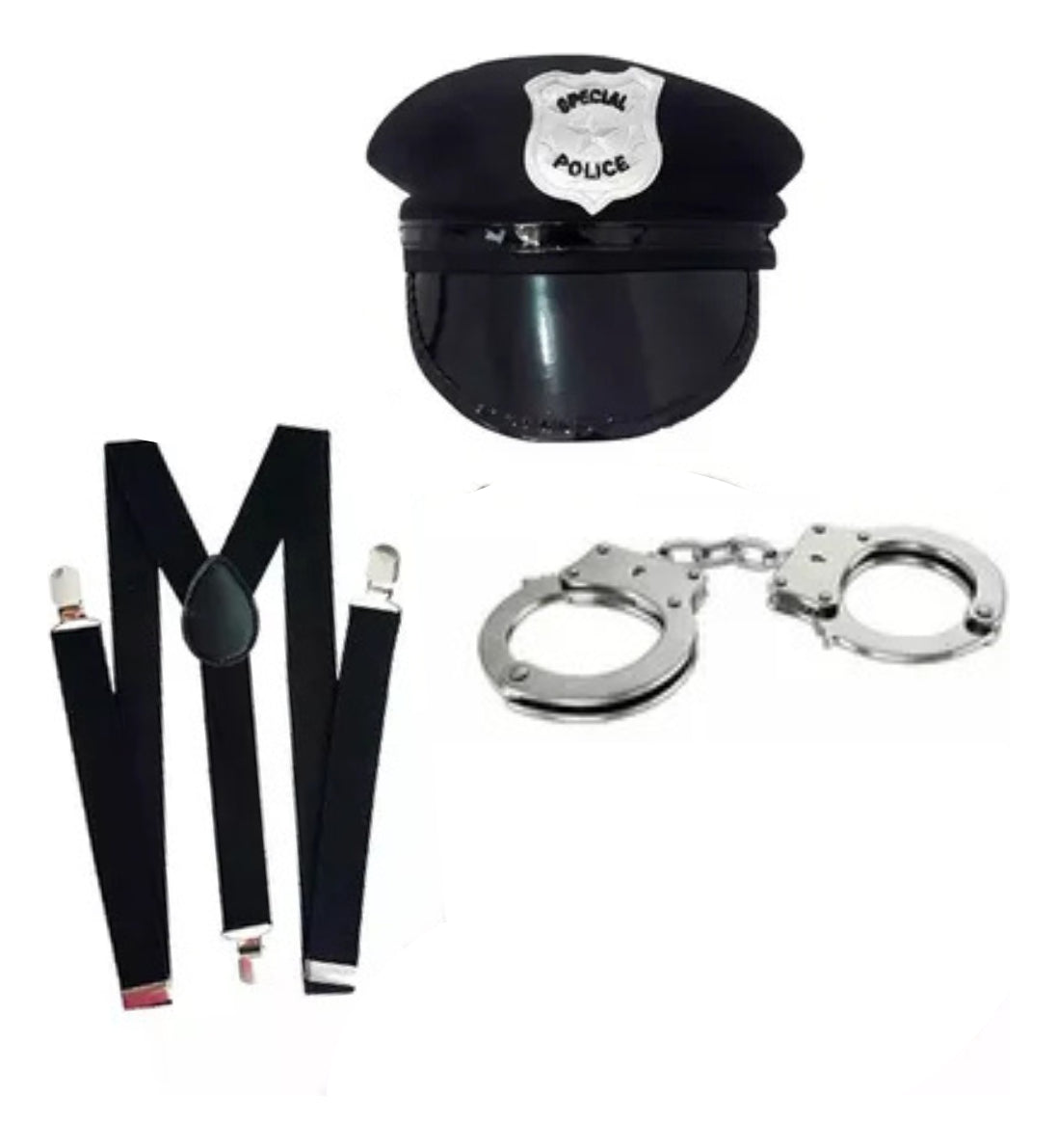 Fantasia Policial Militar Completa Quepe  Algema Suspensório