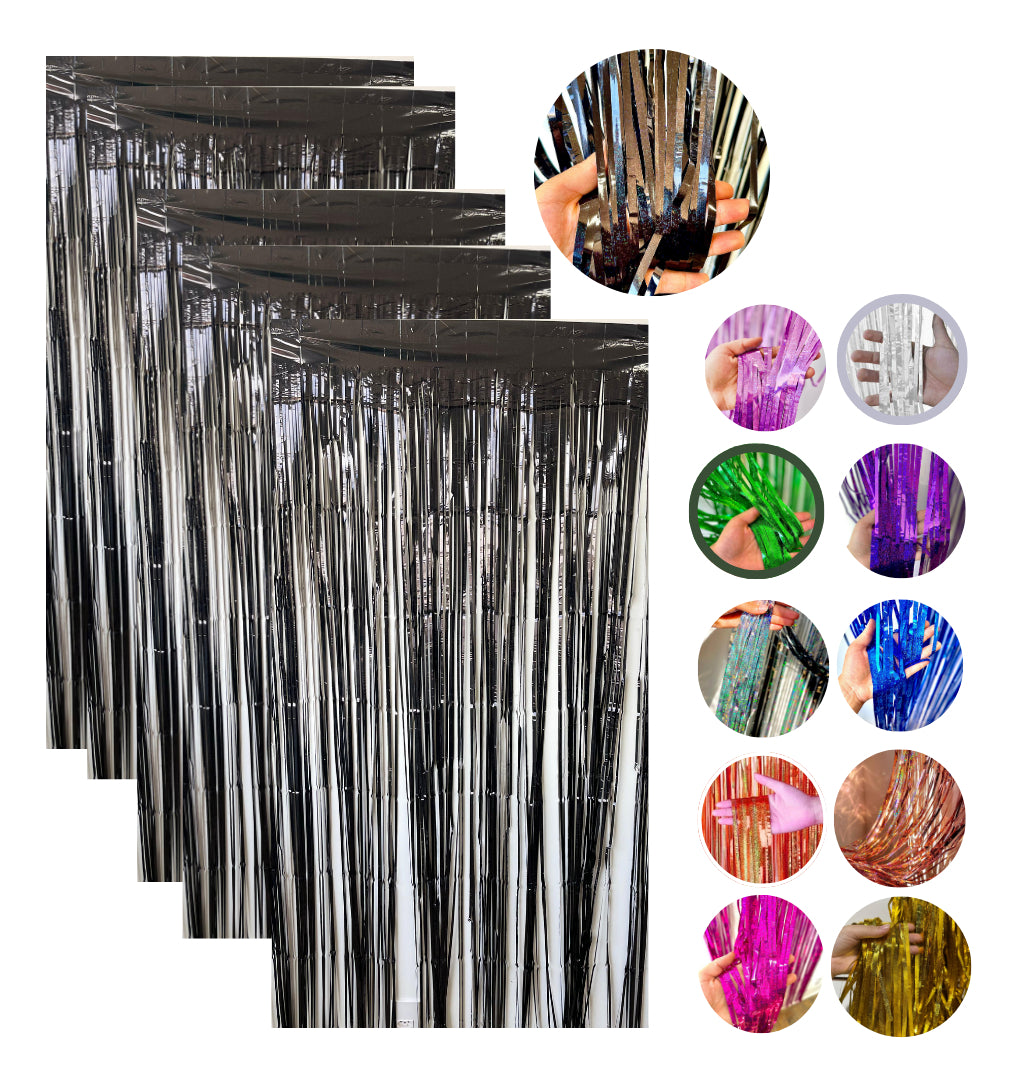 Kit 5 Cortinas Metalizada Holográfica 2x1m Festa Decoração