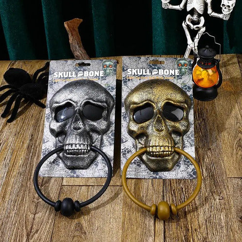 Campainha Caveira Cranio Porta Halloween Com Som Luz Prata