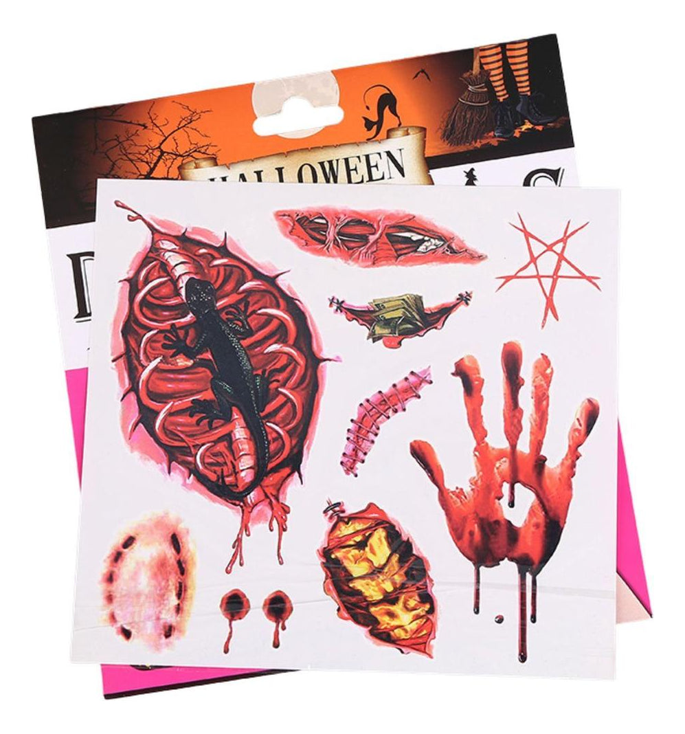 Tatuagem Fake Tattoo Temporária Adesiva Feridas De Halloween