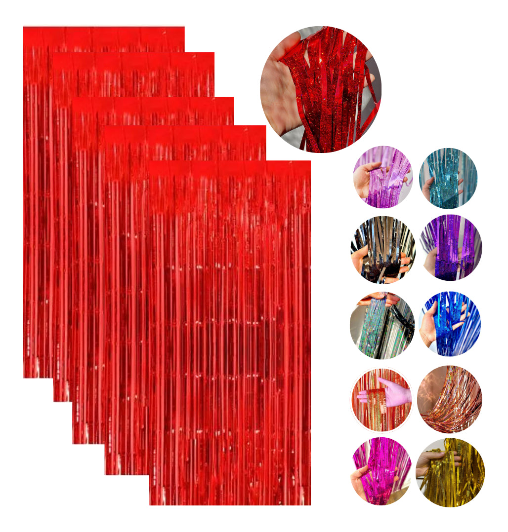 Kit 5 Cortinas Metalizada Holográfica 2x1m Festa Decoração