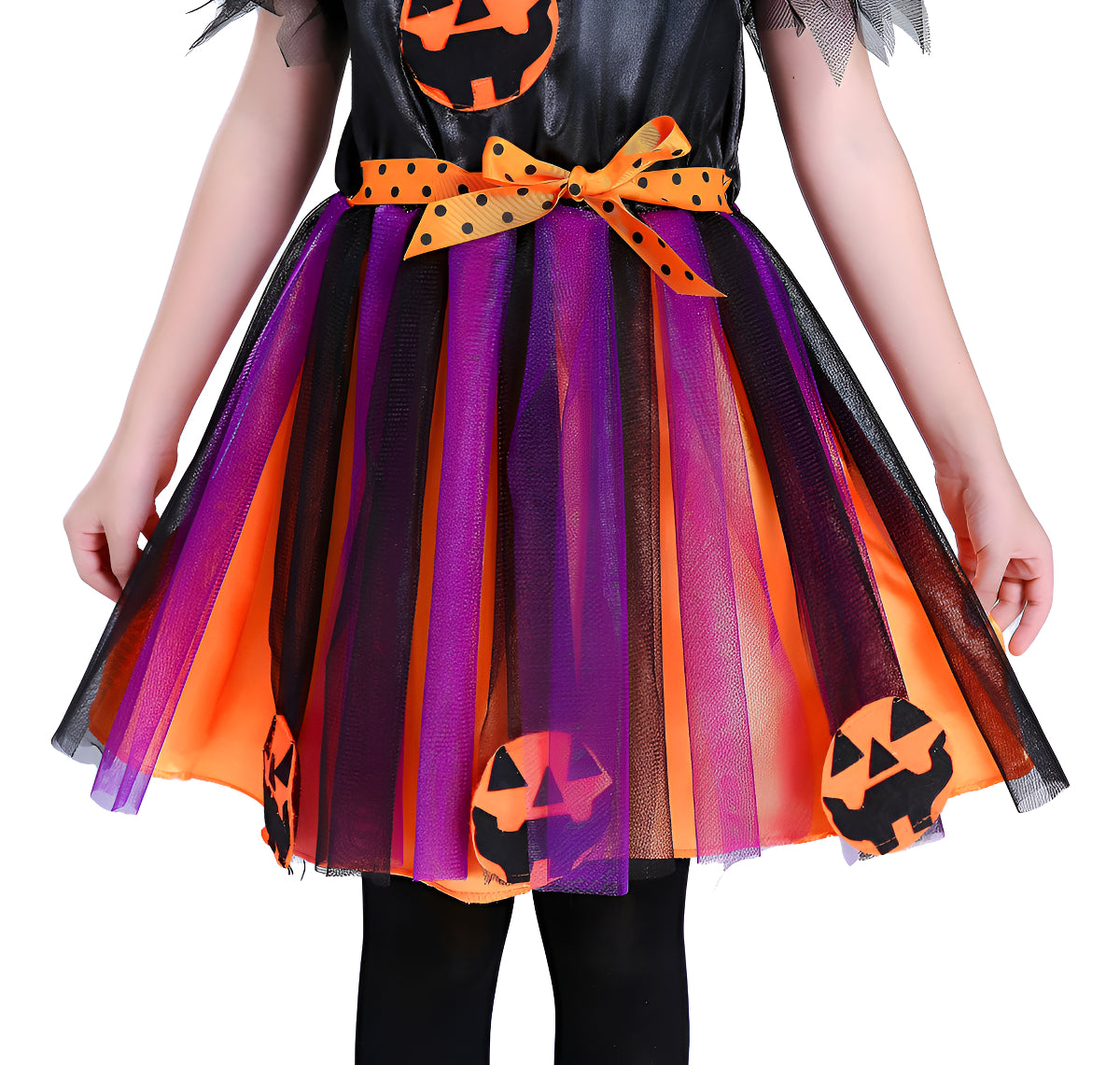 Saia Tule Halloween 40cm Laranja Roxo Fofa Festa