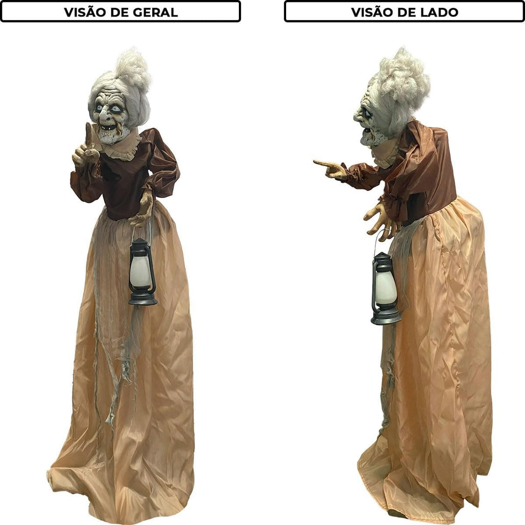 Senhora Movimento Som 1,50x1,20x25cm Halloween Festa