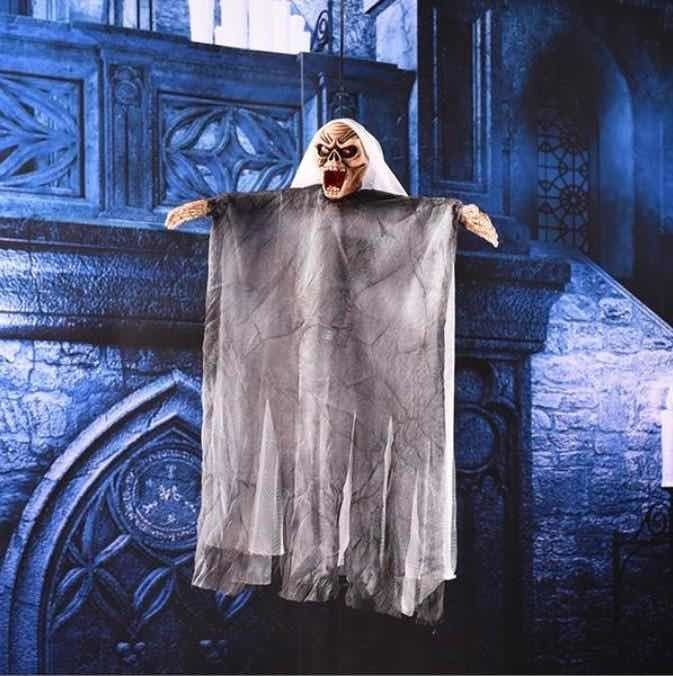 Boneco Fantasma Caveira Esqueleto Festa Halloween + Pilha
