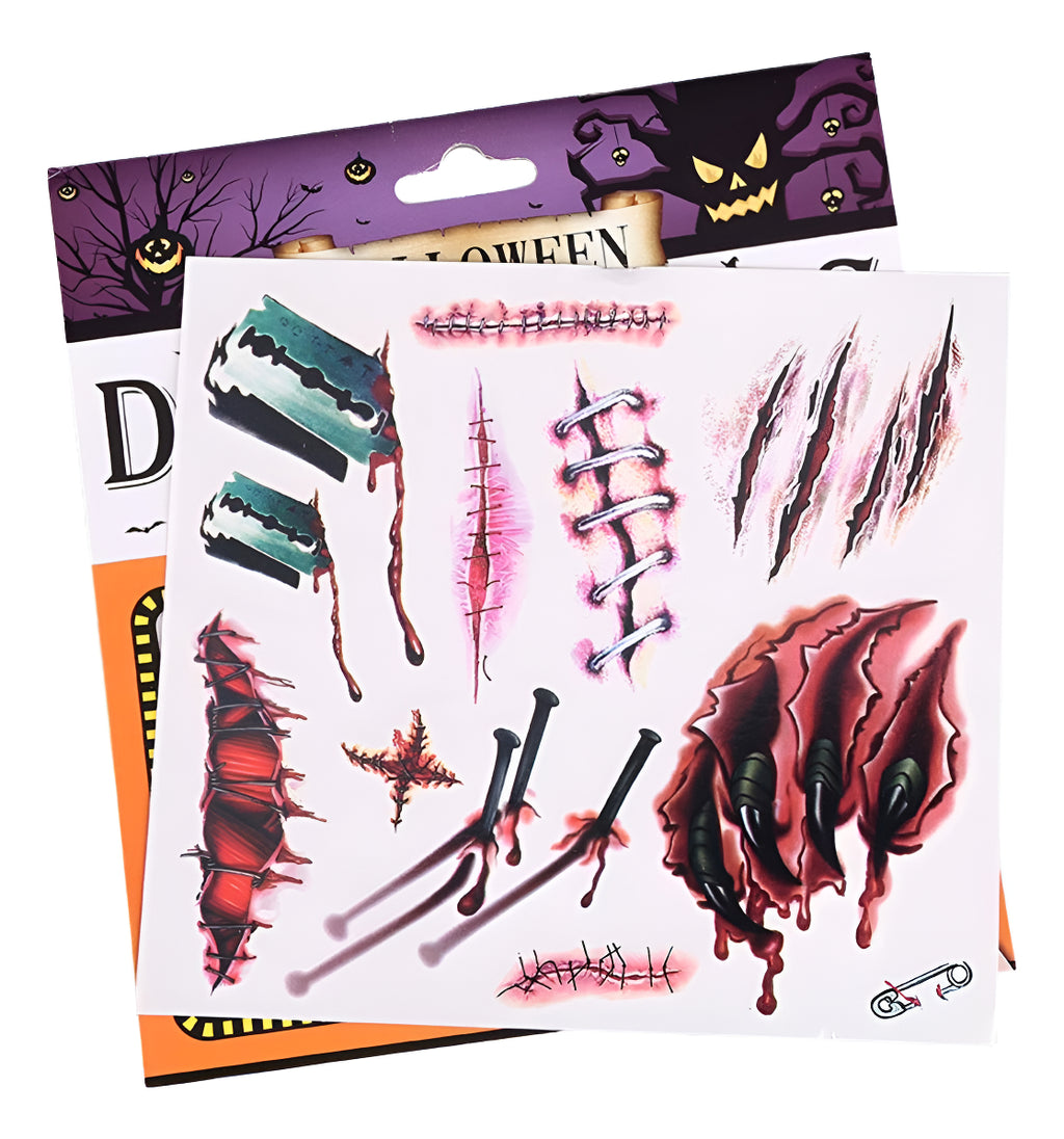 Tatuagem Fake Tattoo Temporária Adesiva Feridas De Halloween