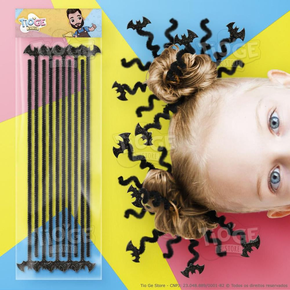 Cabelo Maluco Halloween Hastes Flexíveis Pelúcia Morcego