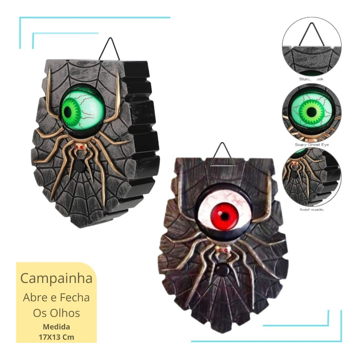 Campainha Olho Aranha Halloween Assustador Decoração Festa