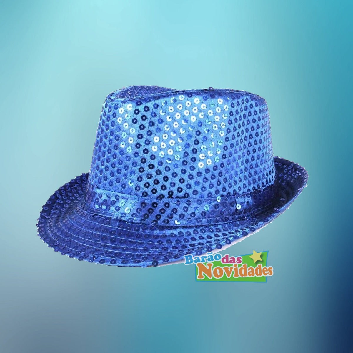Kit 14 Chapéus Malandro Lantejoula Azul
