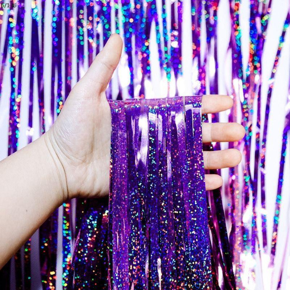 Kit 5 Cortinas Metalizada Holográfica 2x1m Festa Decoração