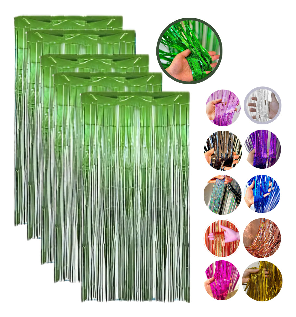 Kit 5 Cortinas Metalizada Holográfica 2x1m Festa Decoração