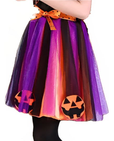 Saia Tule Halloween 40cm Laranja Roxo Fofa Festa