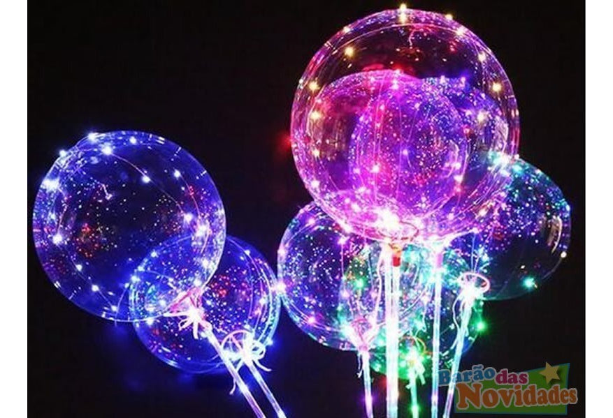 12 Balão Transparente Led Bubble Festa 24pol Casamento