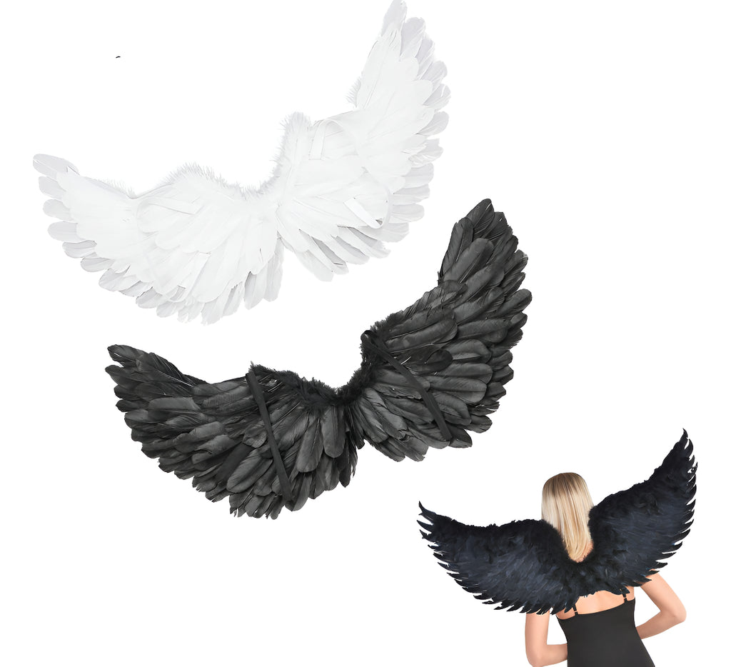 Asa Anjo Negro Pena Fantasia Carnaval Halloween Cosplay 60cm