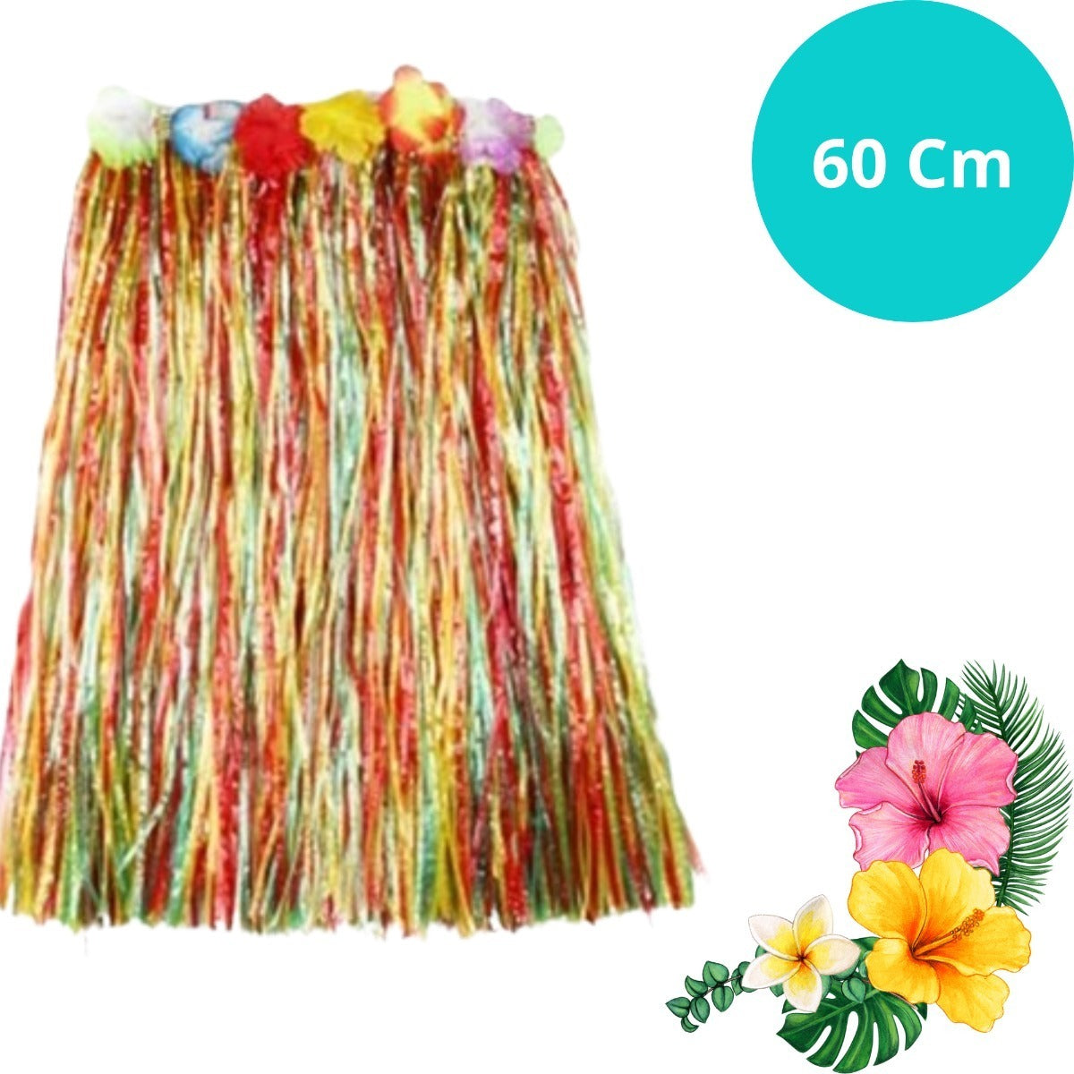 Saia Longa Havaiana Luau Festa Havaiana 60 Cm Core Escolher