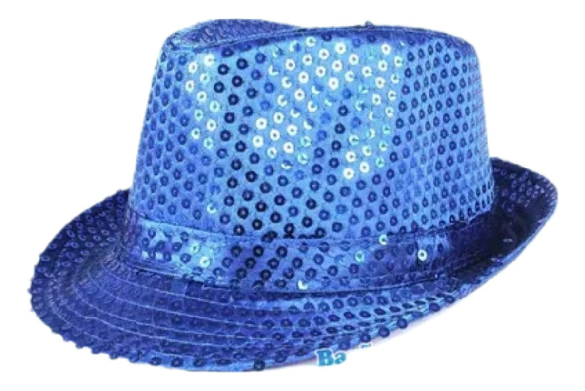 Kit 14 Chapéus Malandro Lantejoula Azul