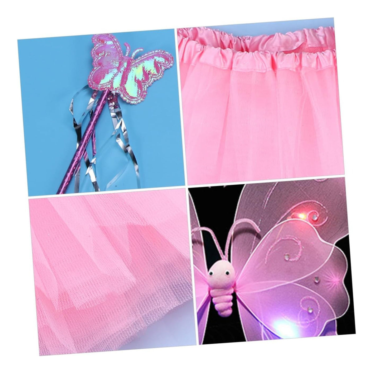 Kit Asa Borboleta C/led Fantasia Diversão Rosa Baby Infantil