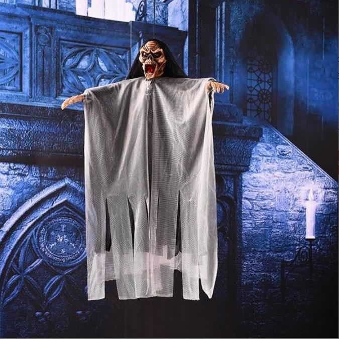 Boneco Fantasma Caveira Esqueleto Festa Halloween + Pilha