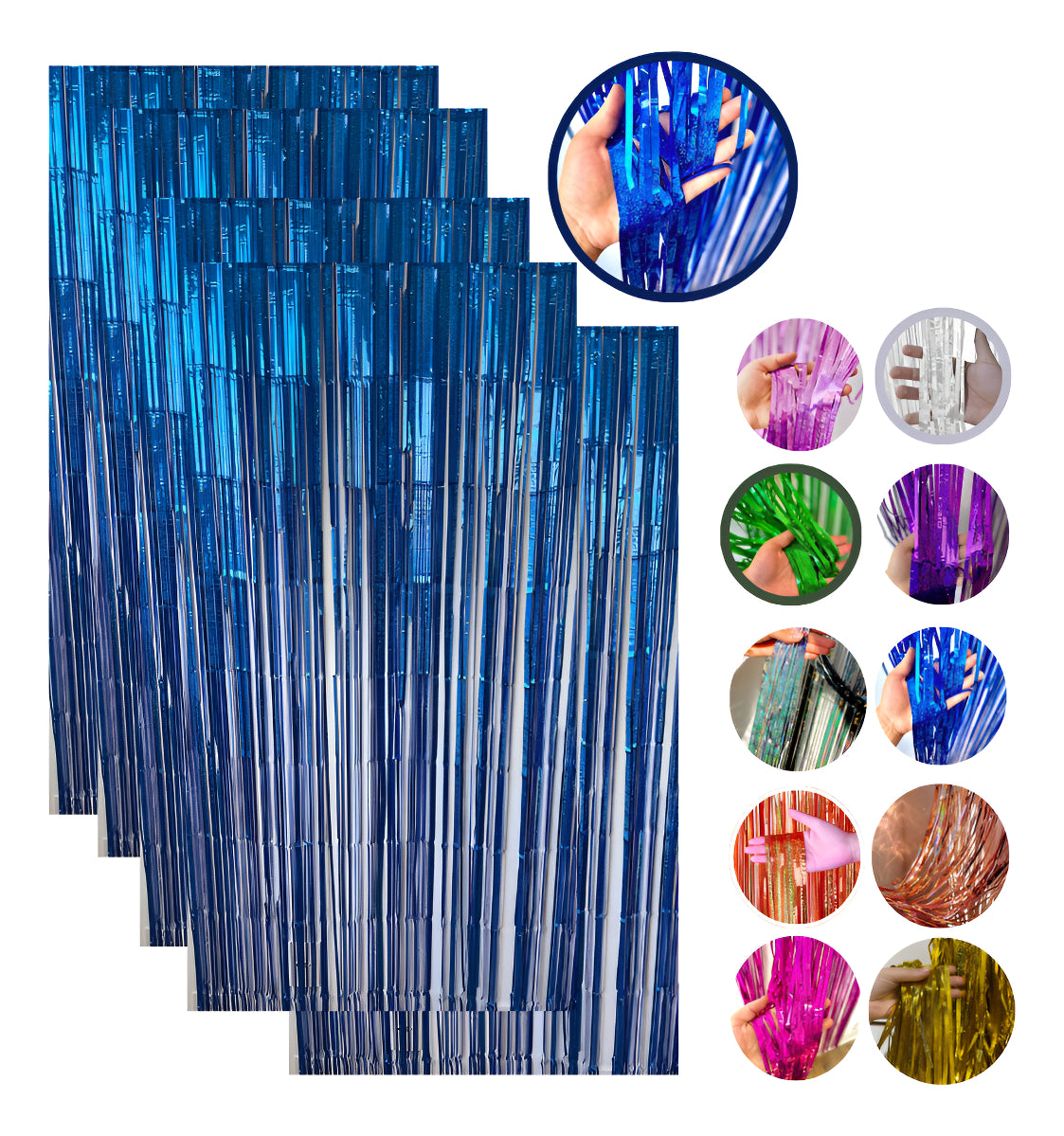 Kit 5 Cortinas Metalizada Holográfica 2x1m Festa Decoração