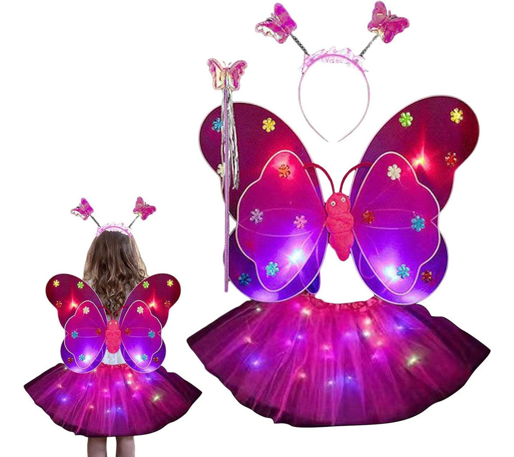 Kit Asa Borboleta C/led Fantasia Diversão Rosa Baby Infantil