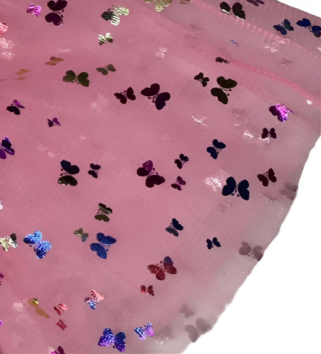 Saia Tule Boboletas Metalizadas Ballet Infantil Festa Niver