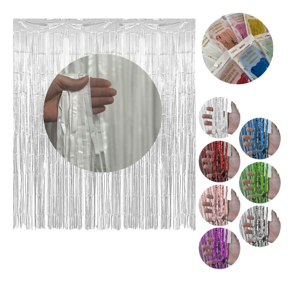 Kit C/5 Cortinas Metalizada Lisa Franja 2x1m Festa