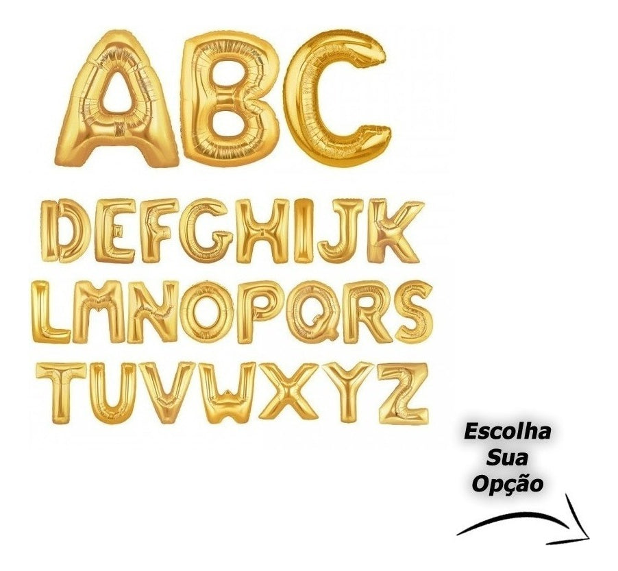 Balão Letras E Números 75 Cm Dourado E Prata