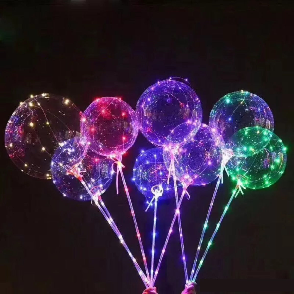 12 Balão Transparente Led Bubble Festa 24pol Casamento