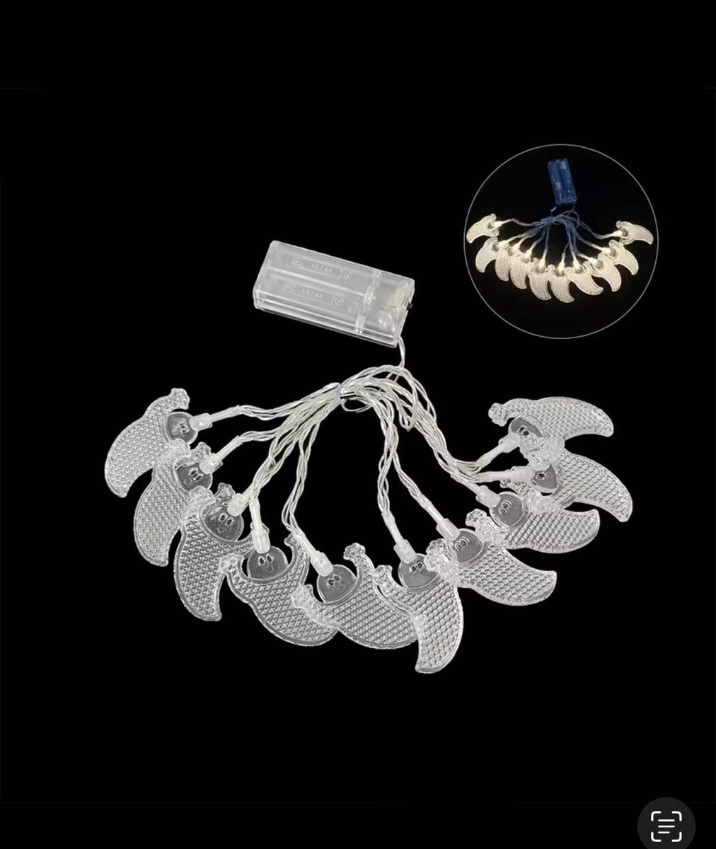 Cordão Led Fantasma Amarelo Halloween 2mt 10 Mini Luminarias