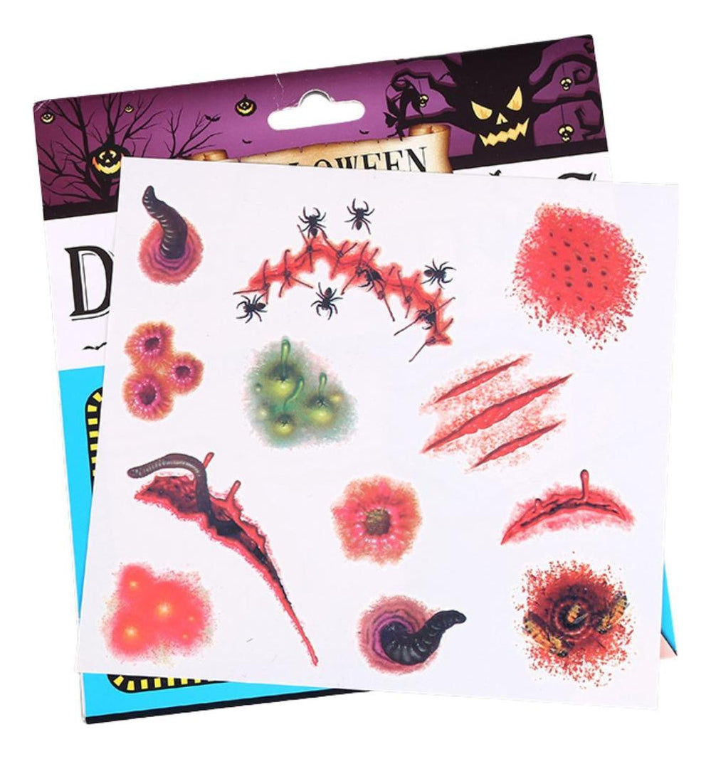 Tatuagem Fake Tattoo Temporária Adesiva Feridas De Halloween
