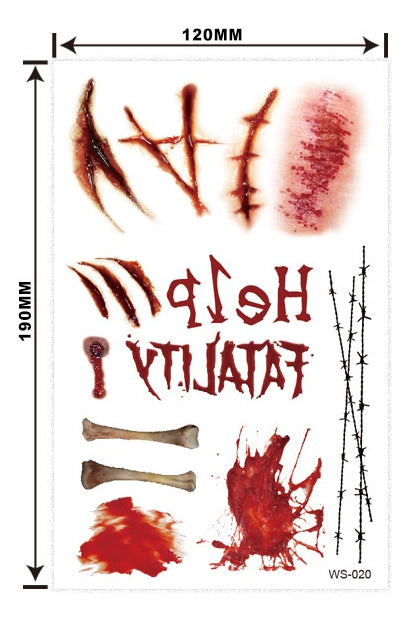 Autocolantes Tatuagem Halloween D'água Falso Morcego Abóbora